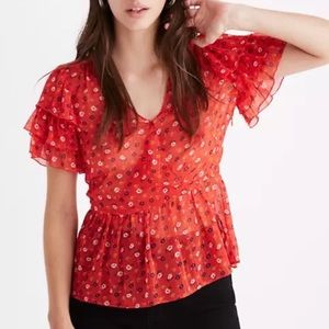 Madewell Tiered-Sleeve Peplum Top